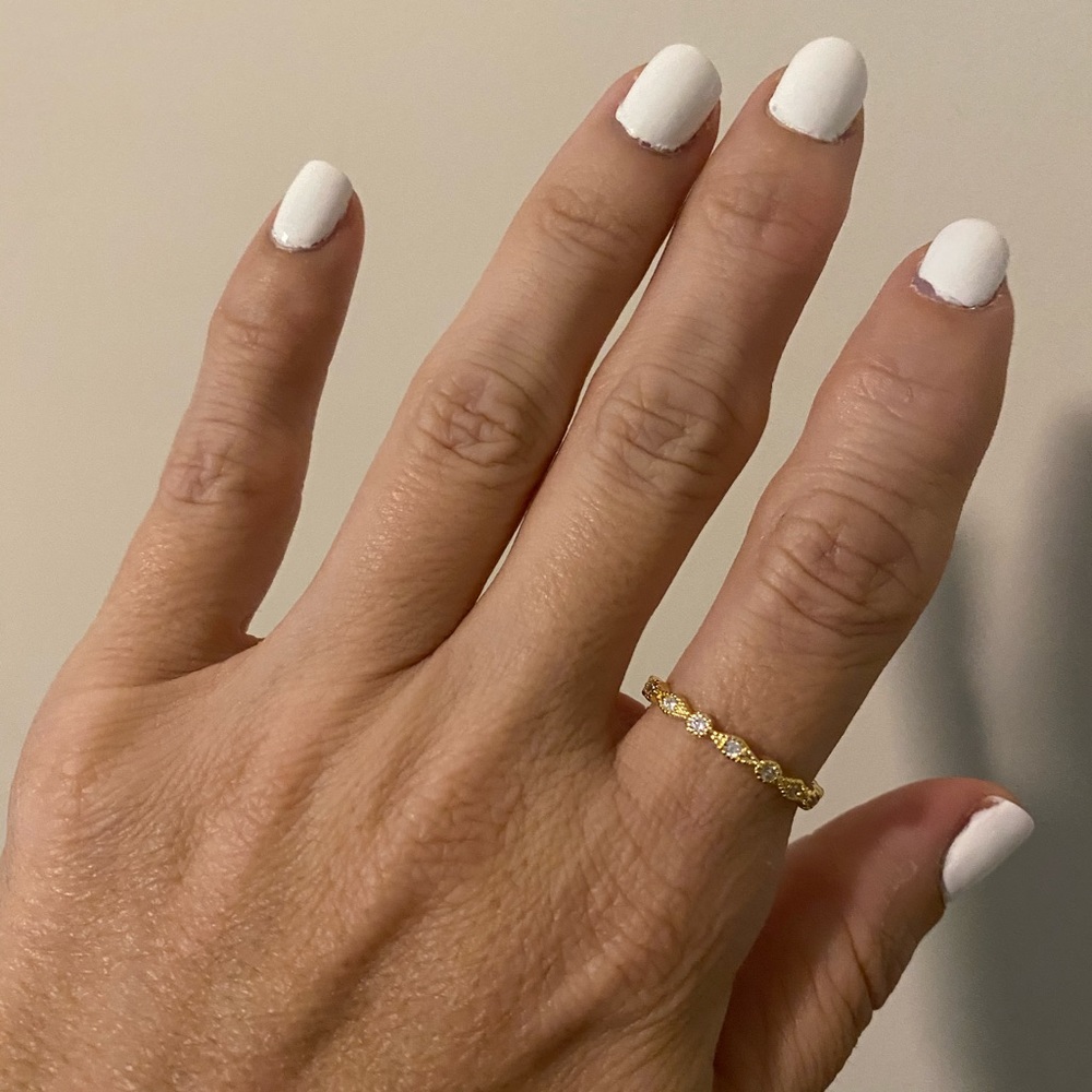 Gold Eternity Stacking Ring with CZ’s - Picture 3 of 5
